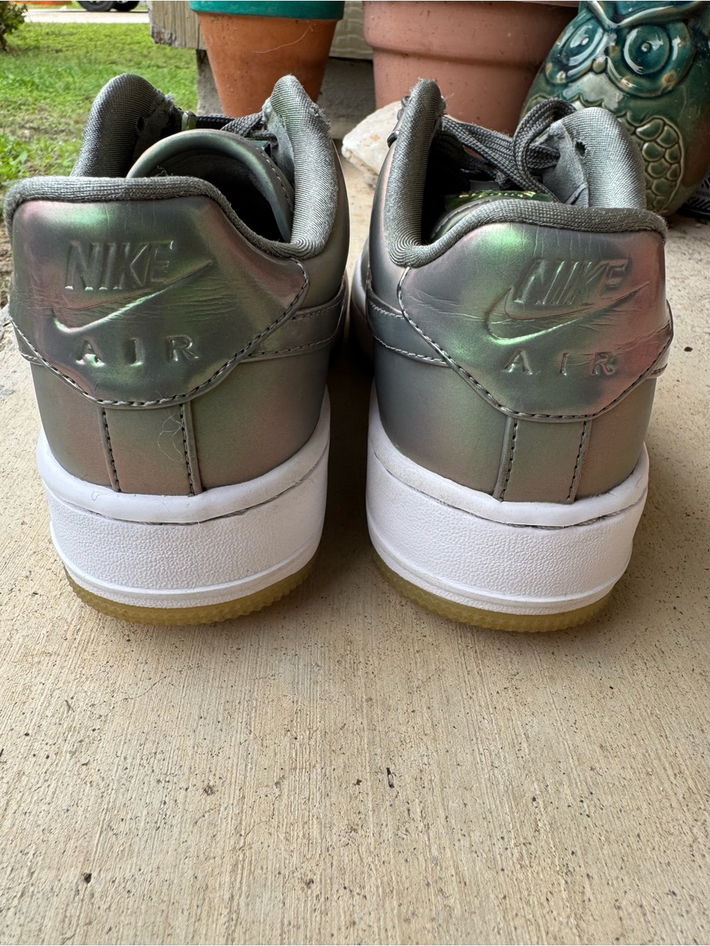 Nike Iridescent Green Low Top Women Sneakers AirForce Upstep Nike Walking Shoes - Picture 4 of 11